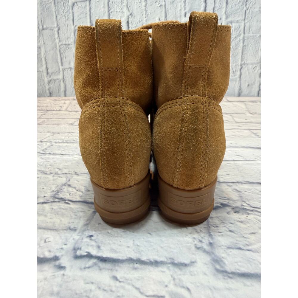 Sorel Women's Cognac Suede Lace-Up Wedge Winter Boots - Picture 7 of 10